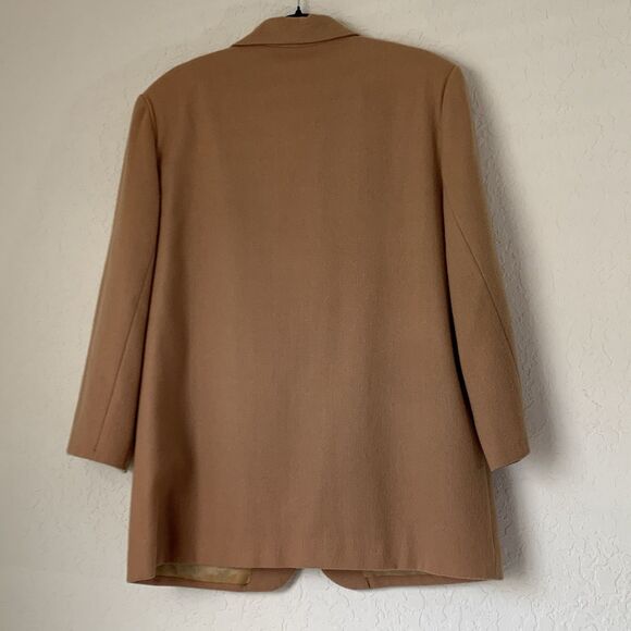 Vintage Sag Harbor Blazer Jacket 100% Wool Women 14 Camel Tan Brown Academia - Picture 2 of 13